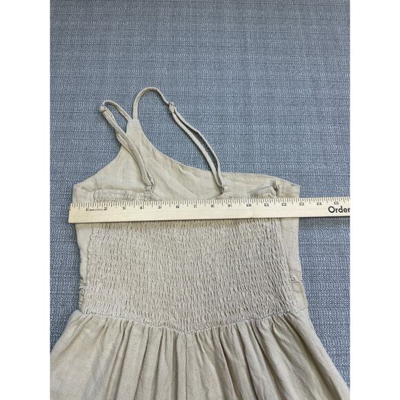 Anrabess Jumpsuit Small Tan Single Shoulder Wide Leg Coastal Linen One Shoulder - Picture 8 of 9